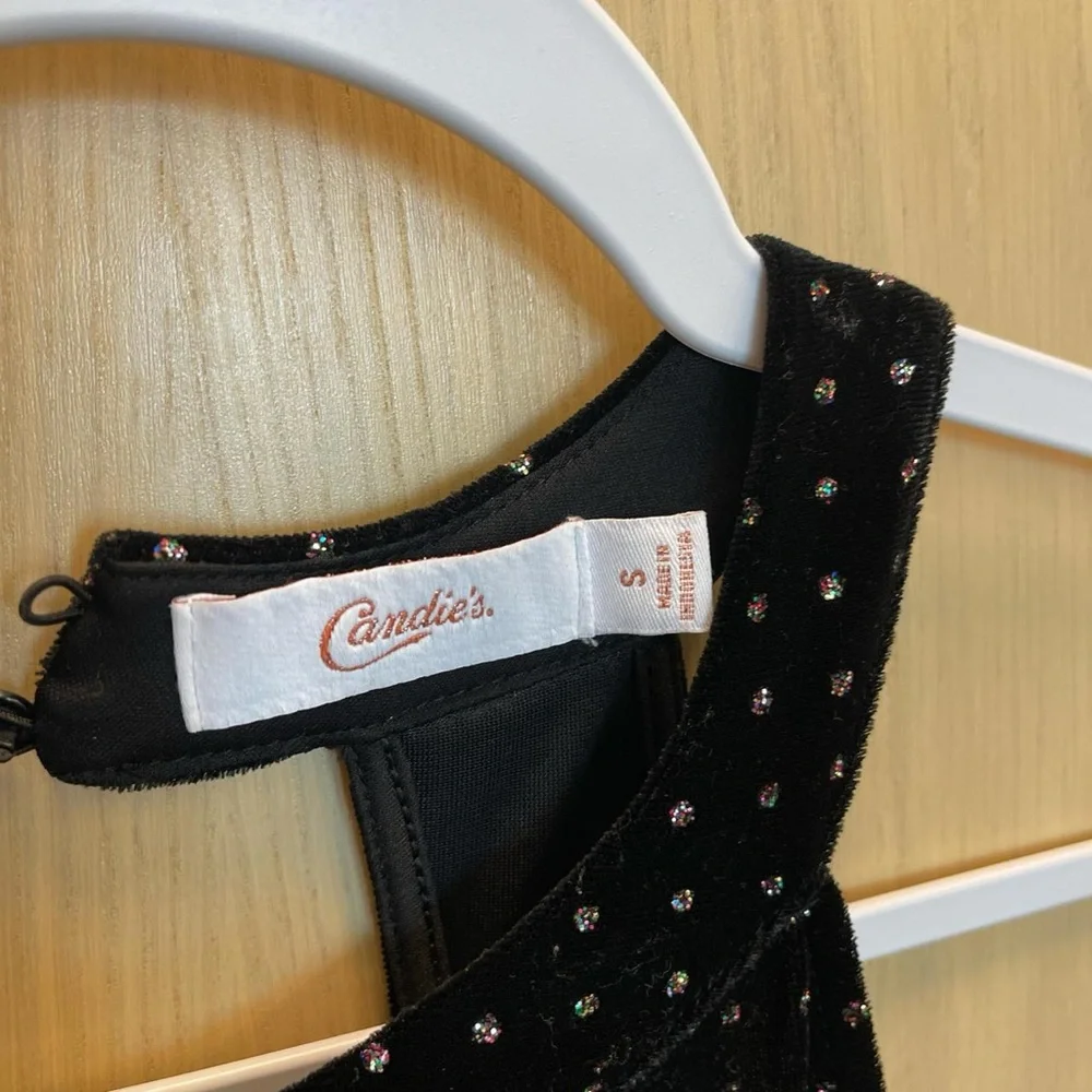 Candie's Black Velvet Dress with Sparkling Details - Picture 3 of 4